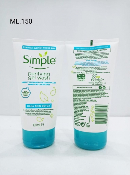 ژل شستشوی صورت سیمپل مخصوص پوست چرب و مختلط اصلی و اورجینال SIMPLE Purifying Gel Wash 